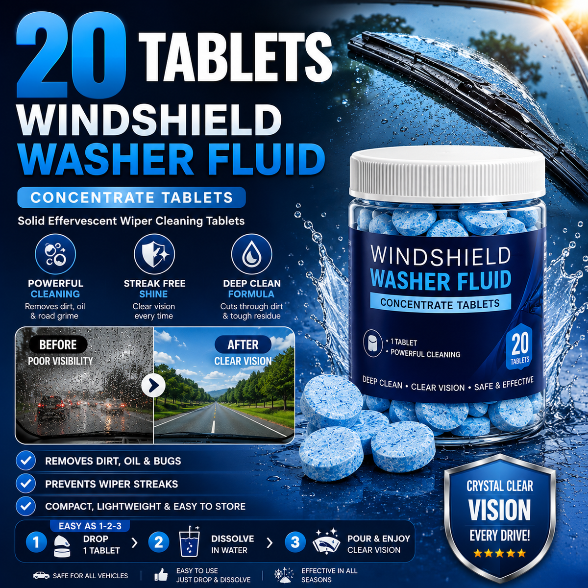 20 Windshield Washer Tablets