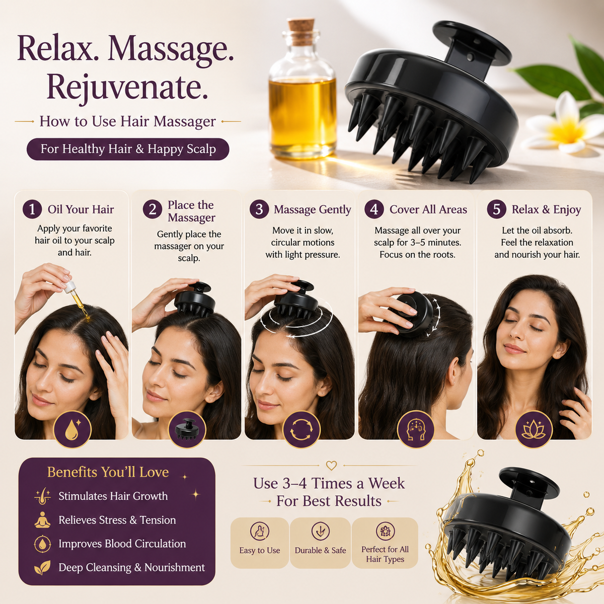 Silicon Hair & Scalp Massager – Deep Cleanse, Relax & Refresh Your Scalp