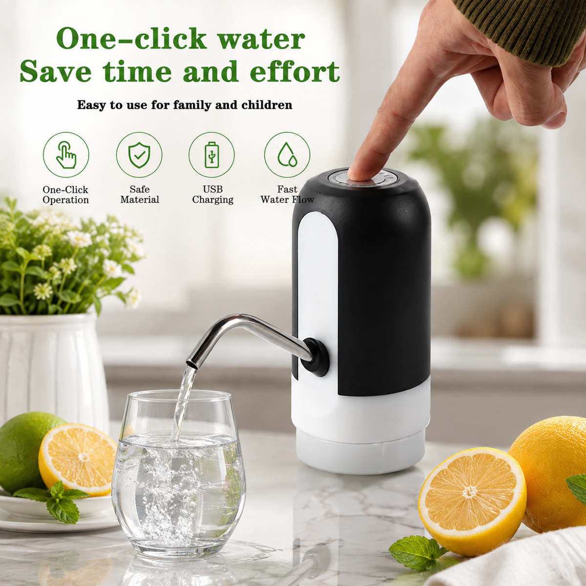 Automatic Electric Water Bottle Pump – One-Touch Water Dispenser