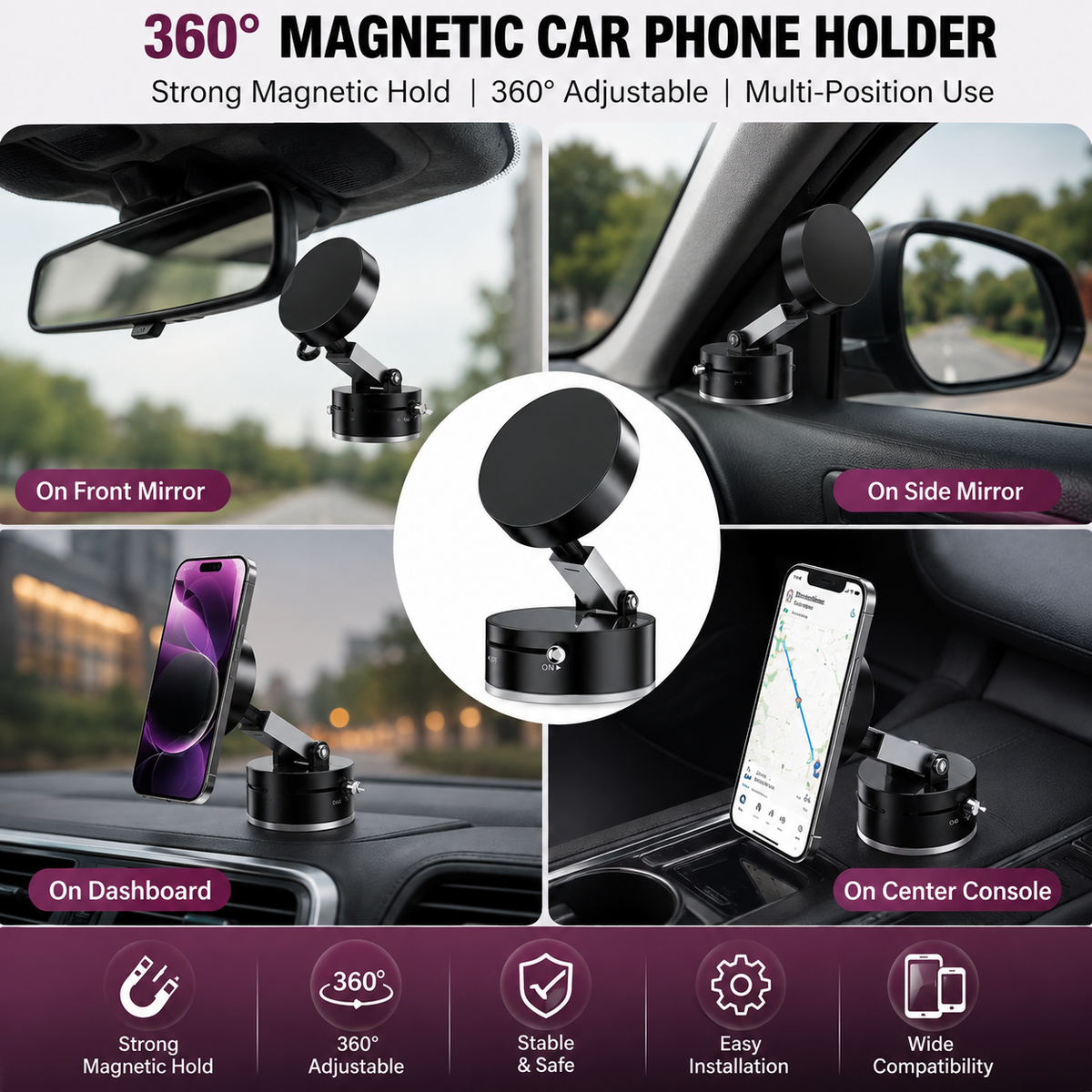 360° Magnetic Car Phone Holder-Hands Free Driving